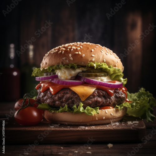 hamburger food photography  generative