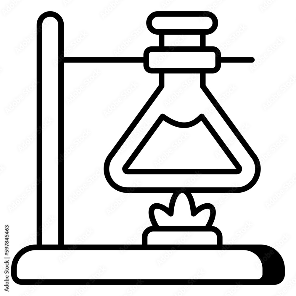      Trendy vector design of chemical flask denoting concept of experiment