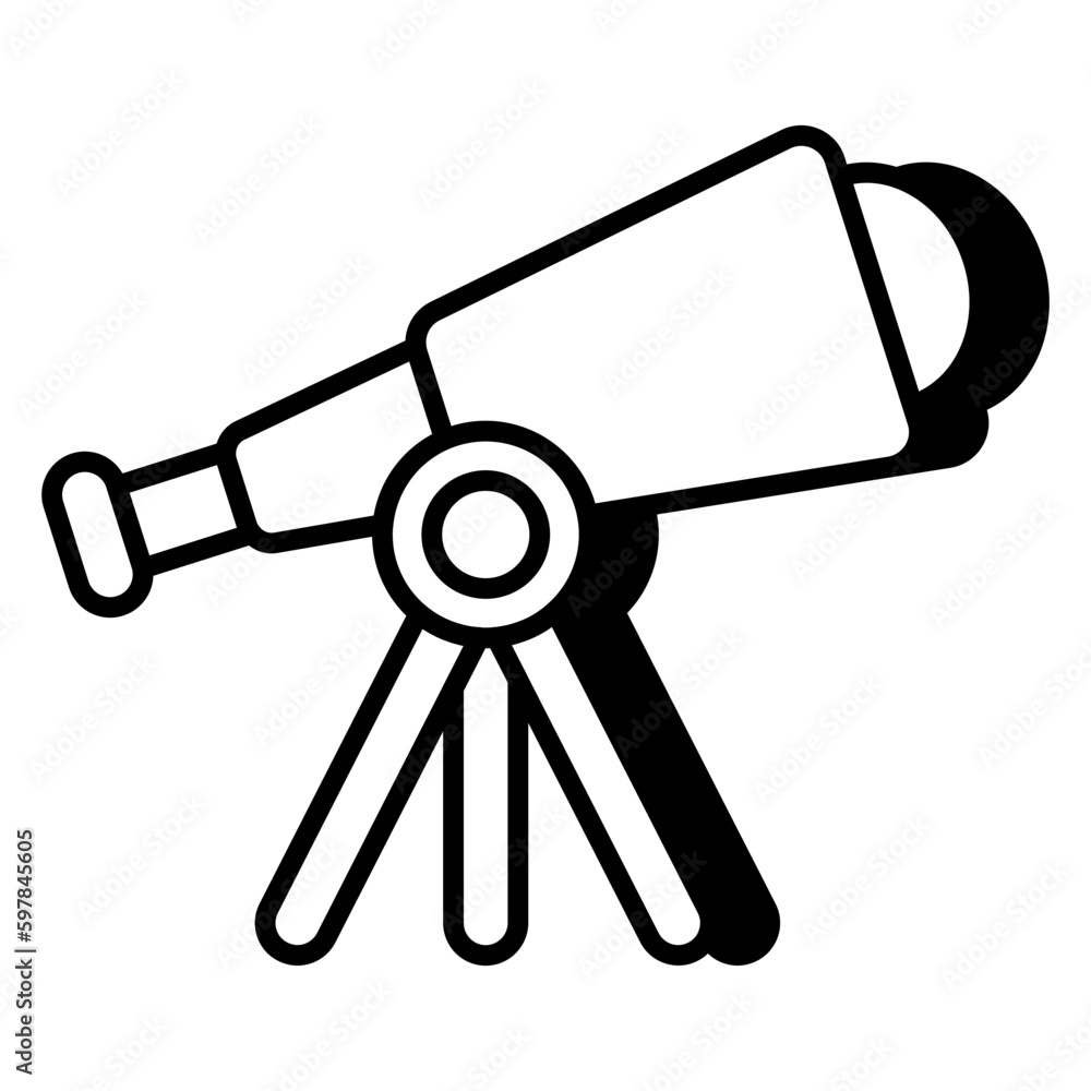 A space research tool icon, linear design of telescope A space research tool icon, linear design of telescope