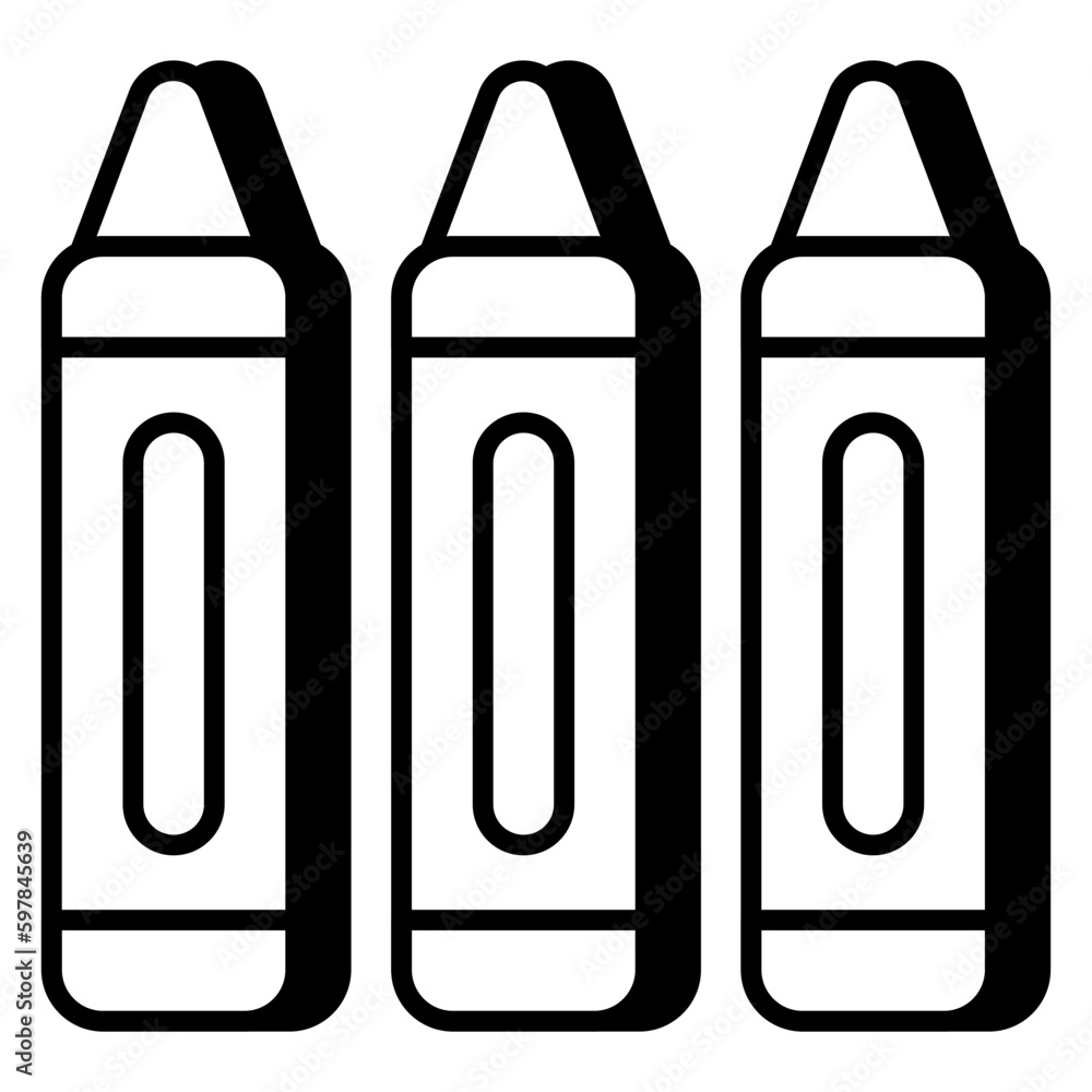 A set of coloring pencils, crayons icon A set of coloring pencils, crayons icon
