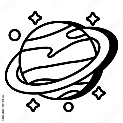 Editable design icon of revolving planet 