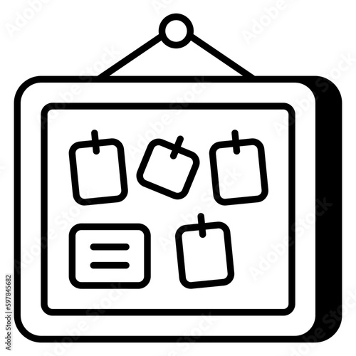An icon design of noticeboard, linear vector