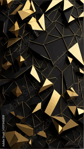 Pattern Low Poly de couleurs noir et or