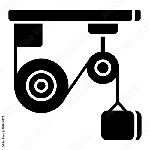 A flat design icon of pulley 