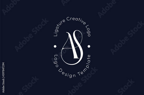 AS SA latter ligature typography logo design template