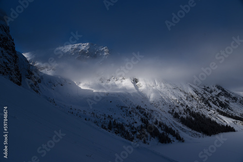 Winter landscape of the Polish Tatras. Winter mountains landscape.