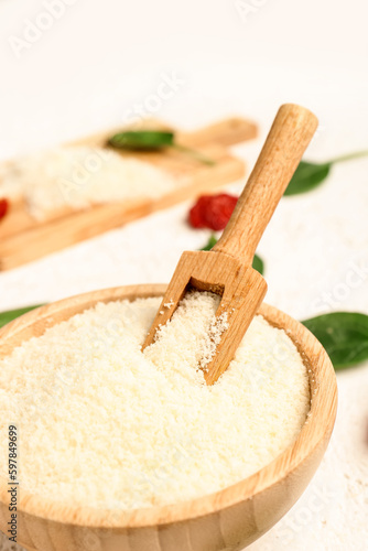 Grated parmesan cheese in w...