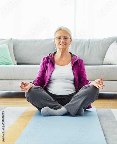 senior active exercise yoga relaxation meditation fitness home sport stretching woman pilates gym together health pose