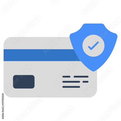 A flat design icon of secure card payment 