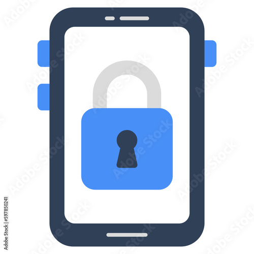 Conceptual flat design icon of mobile security