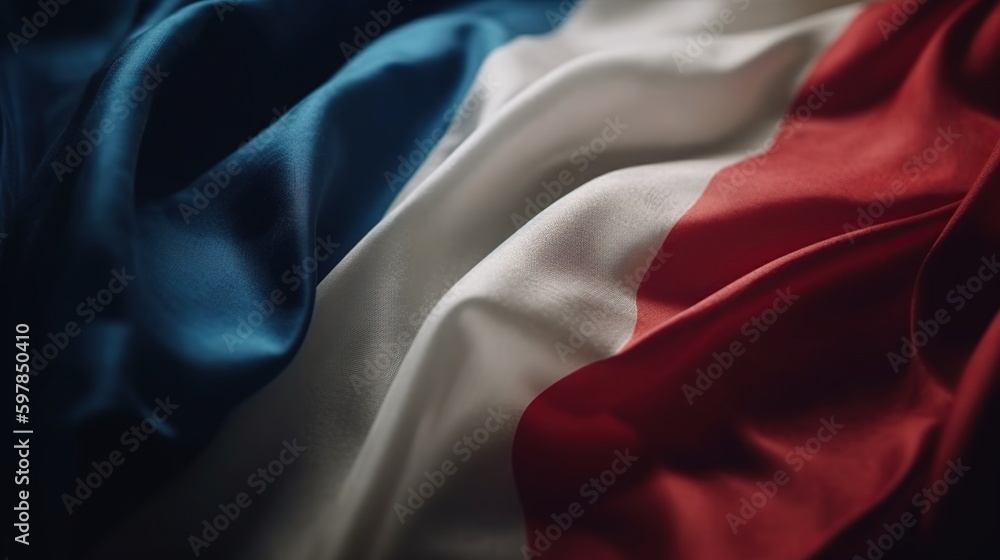 A stunning French flag flowing, 14th of July, patriotic, AI generated