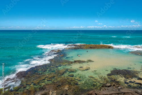Champagne Pools, Fraser Island (K'gari), a sand  island along the south-eastern coast in the Wide Bay–Burnett region, Queensland, Australia. © Luis