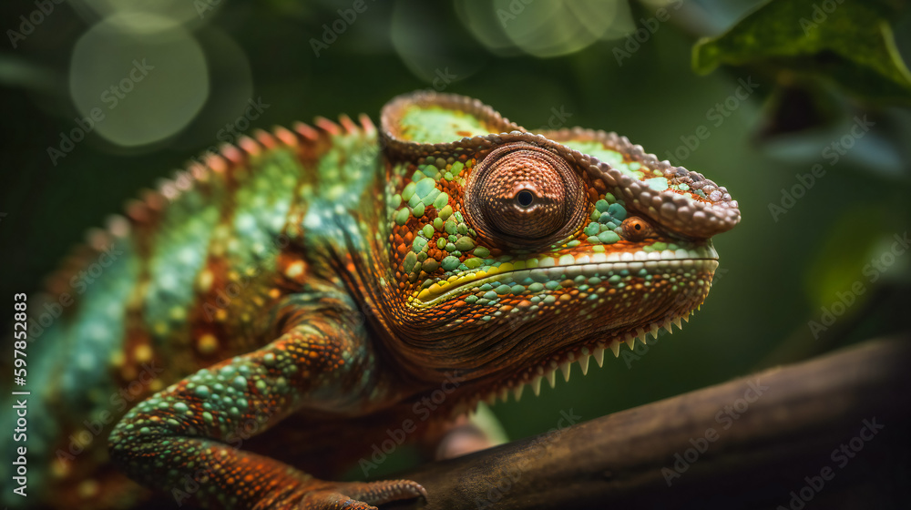 Colorful Chameleon. Generative AI Colorful Chameleon. Generative AI
