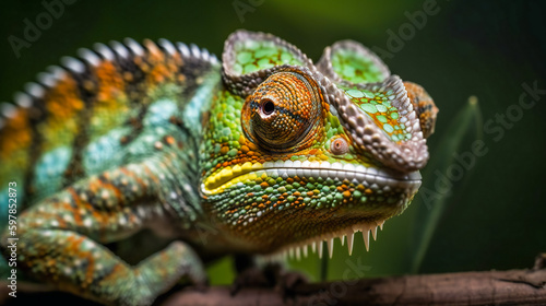 Colorful  Chameleon. Generative AI © EwaStudio