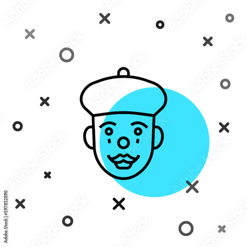 Black line French mime icon isolated on white background. Random dynamic shapes. Vector