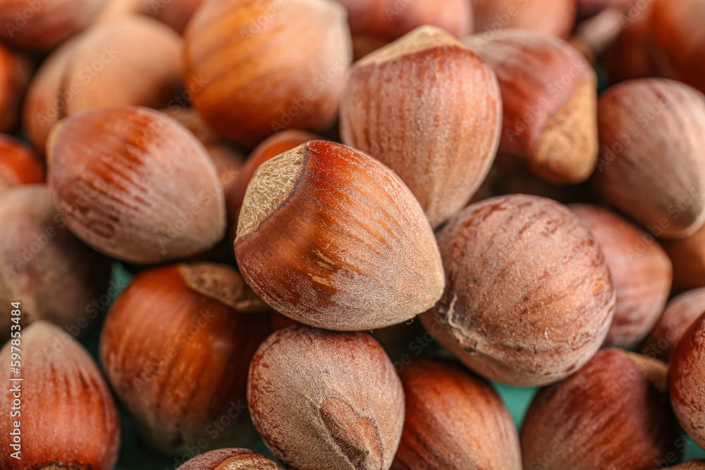 Shelled hazelnuts as background, closeup Shelled hazelnuts as background, closeup