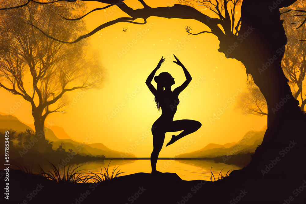 Finding Balance. Yoga Woman. Generative AI Finding Balance. Yoga Woman. Generative AI
