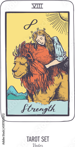 Vector hand drawn Tarot card deck.  Major arcana the Chariot.  Engraved vintage style. Occult, spiritual and alchemy symbolism