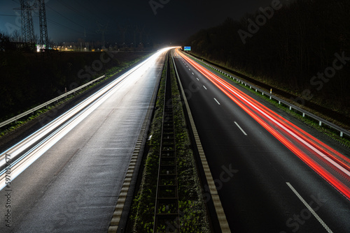 Long exposure of highway at night near Odense Denmark