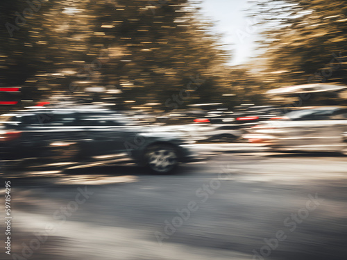 Blurred car street. AI generated illustration © vector_master