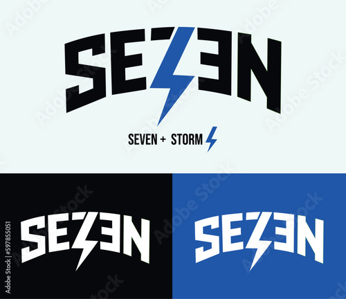 Free vector seven storm typography logo, logotype vector template