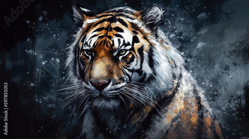 Portrait of a tiger. AI Generated © EwaStudio