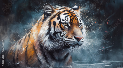 Portrait of a tiger. AI Generated