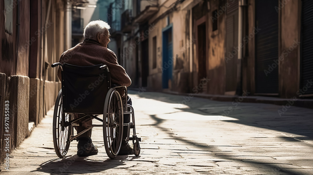 Obraz premium The Aging Plight. The Lonely Walk. The Forgotten Generation. AI Generated