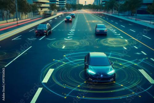 Autonomous Car Sensor System Concept for Vehicle Safety. Generative AI