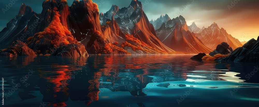 Mountainous Landscape Surreal landscape Generative AI