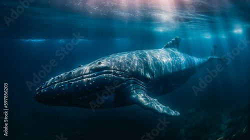 The Majestic Presence of a Whale Calf.  Generative AI © EwaStudio