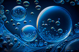 blue transparent water Bubbles. Generative AI