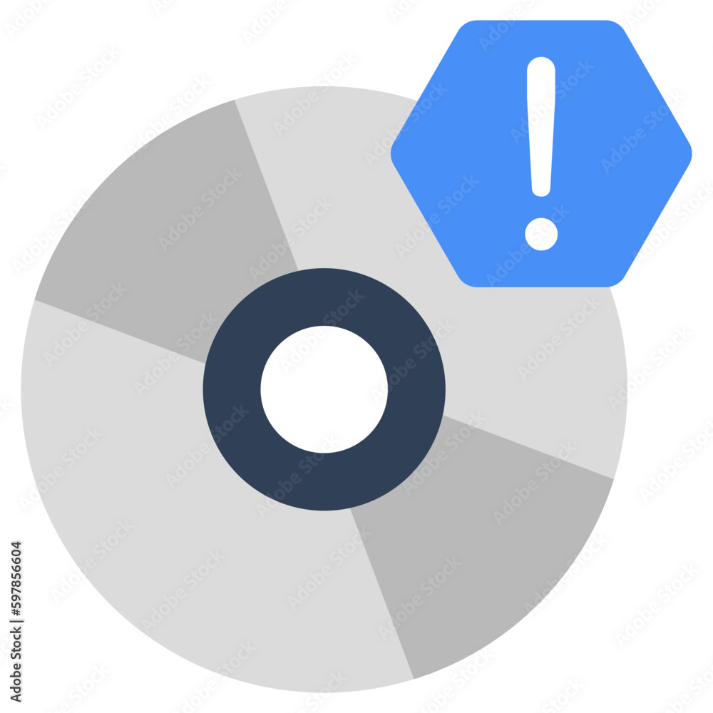 Conceptual flat design icon of CD error Conceptual flat design icon of CD error