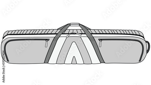 snow board bag flat sketch vector illustration technical cad drawing template