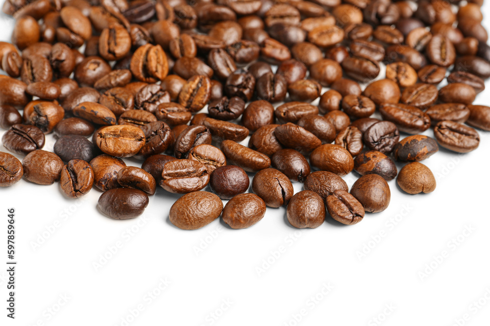Heap of coffee beans isolated on white background Heap of coffee beans isolated on white background