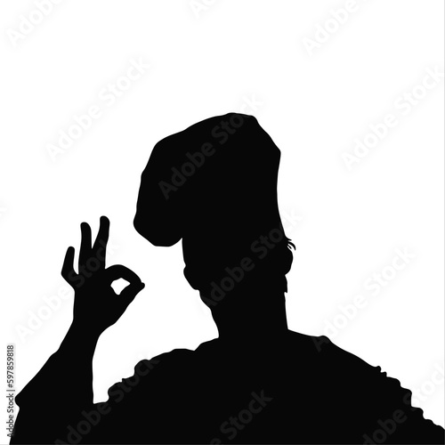 black silhouette of a chef on a white background bon appetit vector