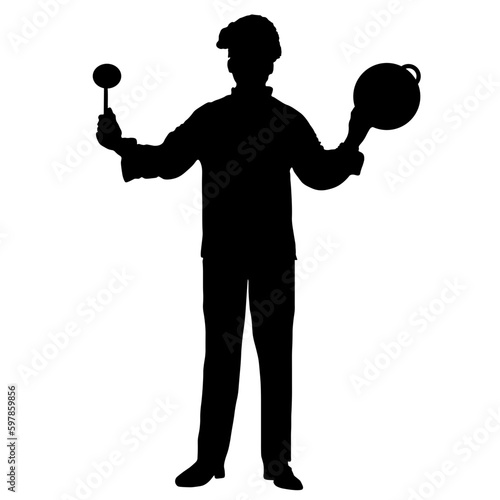 cook silhouette black on white background bon appetit vector