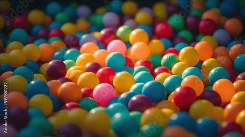 Colorful Bouncing Balls. Concept of Childhood Playtime. Generative AI.