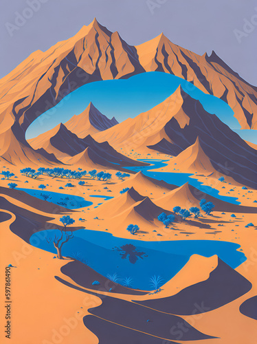 Namib desert landscape. AI generated illustration