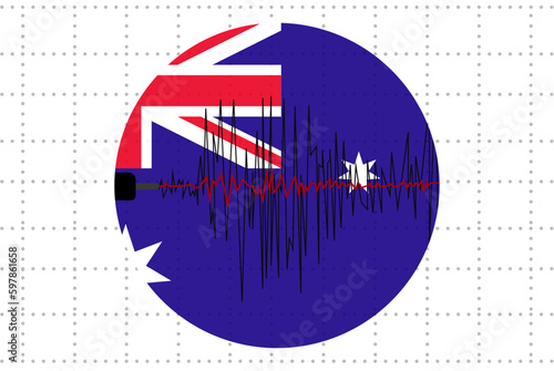 Earthquake in Australia concept, seismic wave with flag, natural disasters news banner