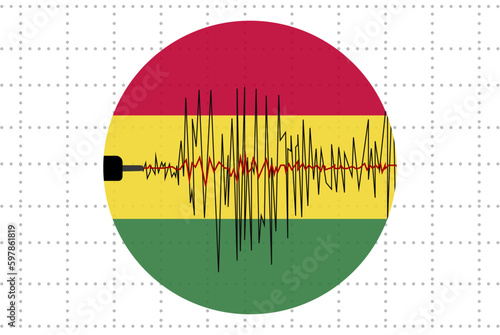 Earthquake in Bolivia concept, seismic wave with flag, natural disasters news banner