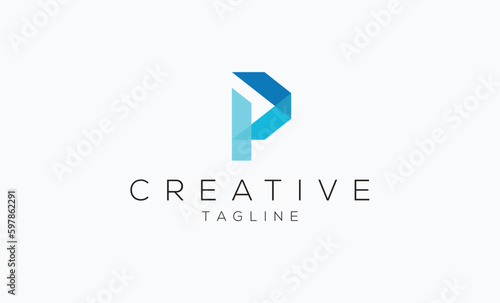 p logo, paper fold logo, p letter logo, pixel logo