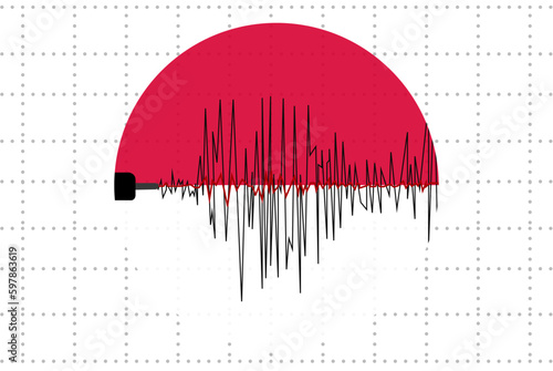 Earthquake in Monaco concept, seismic wave with flag, natural disasters news banner