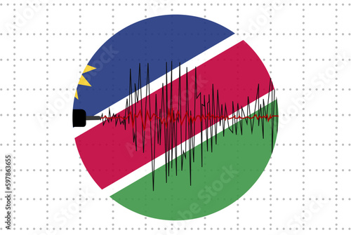 Earthquake in Namibia concept, seismic wave with flag, natural disasters news banner