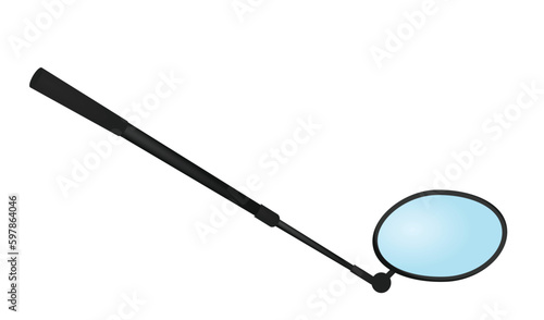 Metal inspector mirror. vector illustration