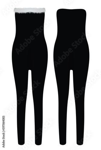 Black woman jumpsuit. vector illustration