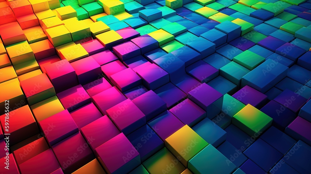 Rainbow tiles abstract 4k landscape. Generative AI Rainbow tiles abstract 4k landscape. Generative AI