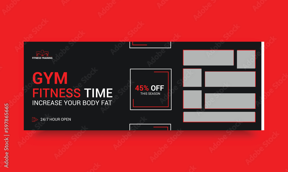Fototapeta premium Gym Facebook cover fitness banner social template