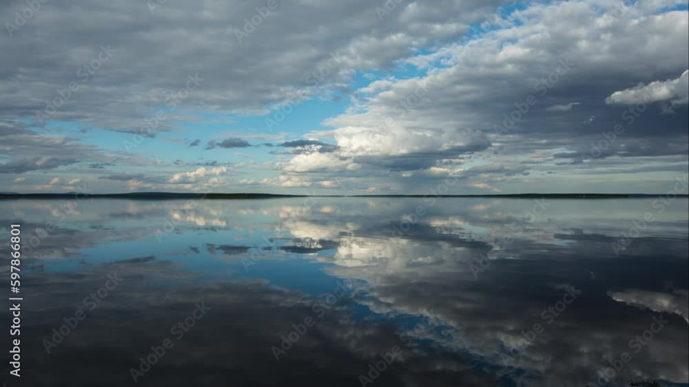Time-lapse of clouds over the reservoir of Lokka in Lapland, Finland Time-lapse of clouds over the reservoir of Lokka in Lapland, Finland