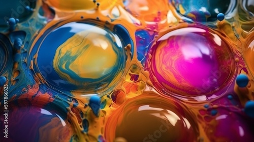 Abstract background texture of iridescent paints. Soap bubble Generative AI
